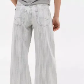 Vertical Stripe Wide Jeans With Classic High Silhouette