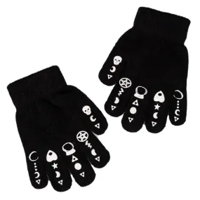 Witchy Symbols Finger Tattoos Winter Knit Gloves